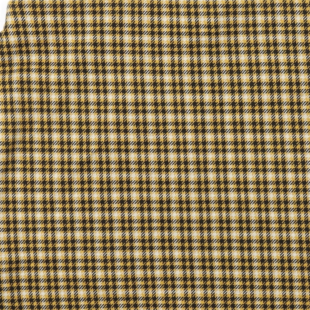 New Look Womens Yellow Plaid Polyester Bandage Skirt Size 14