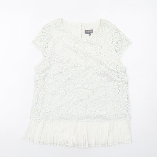 Phase Eight Womens White Polyamide Basic Blouse Size 10 Boat Neck