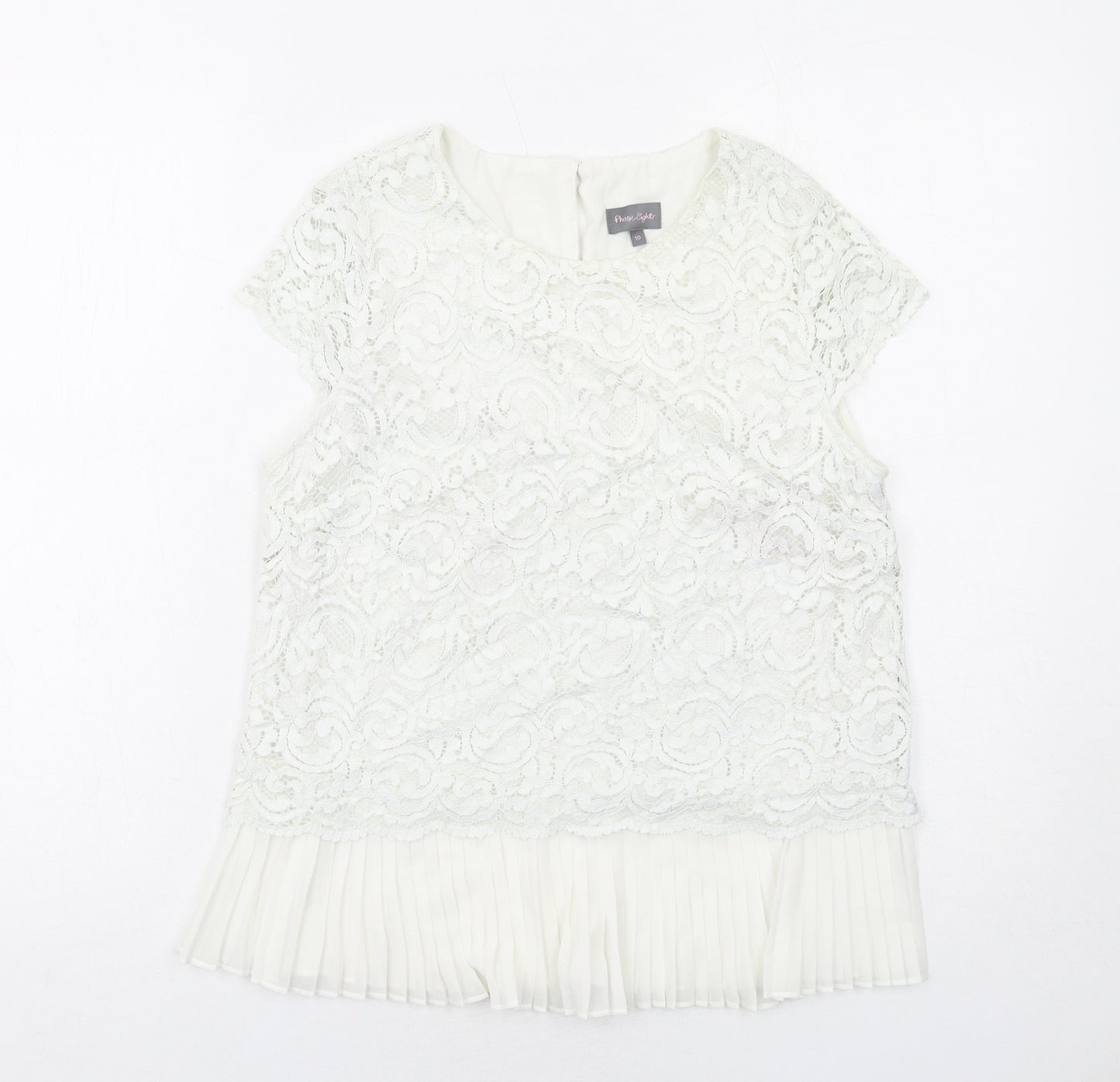 Phase Eight Womens White Polyamide Basic Blouse Size 10 Boat Neck