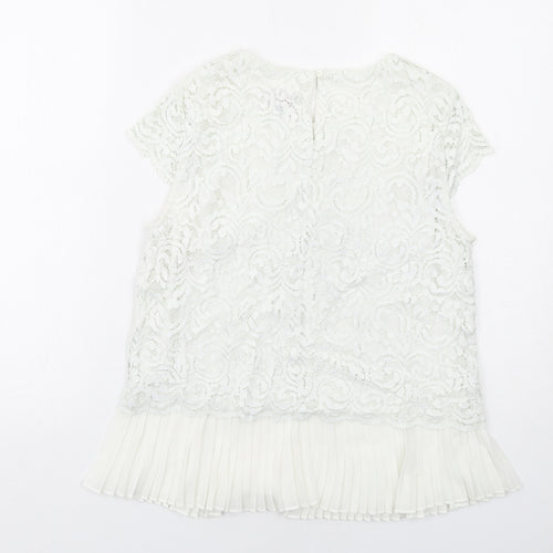 Phase Eight Womens White Polyamide Basic Blouse Size 10 Boat Neck