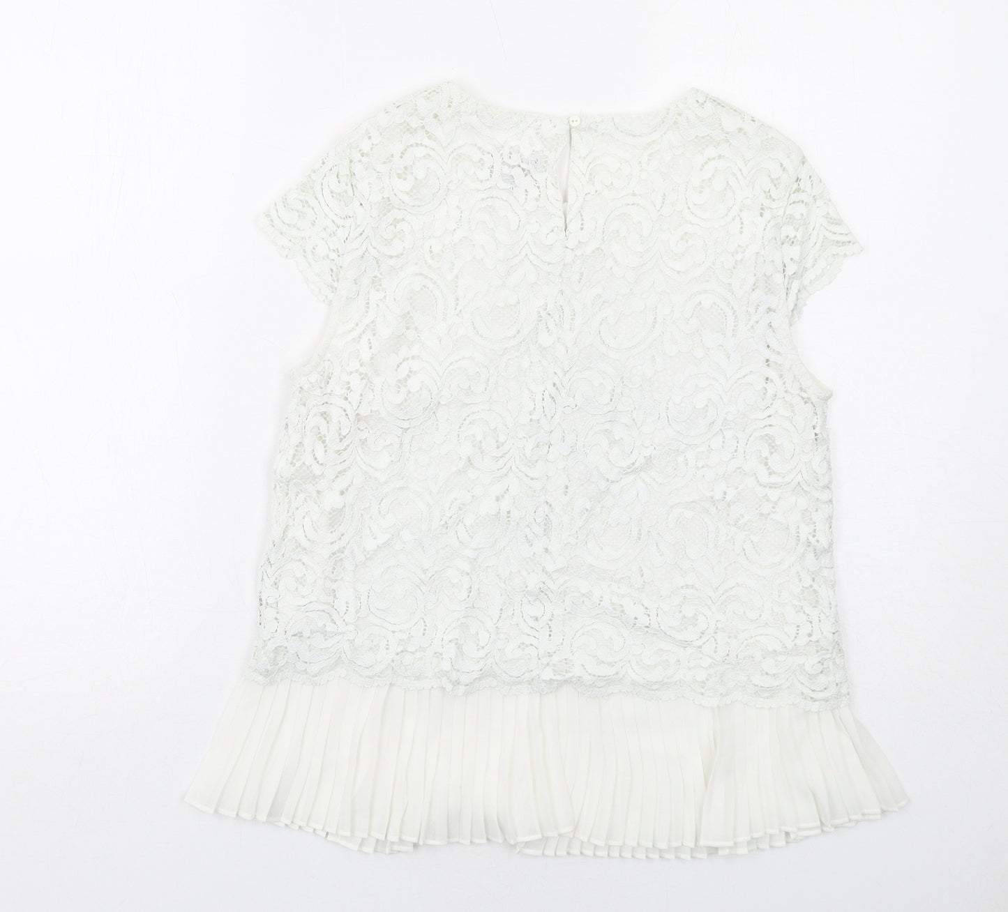Phase Eight Womens White Polyamide Basic Blouse Size 10 Boat Neck