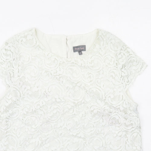 Phase Eight Womens White Polyamide Basic Blouse Size 10 Boat Neck