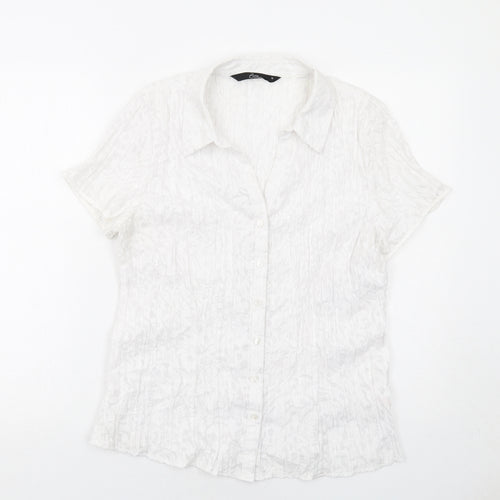 Bonmarché Womens White Polyester Basic Button-Up Size 16 Collared