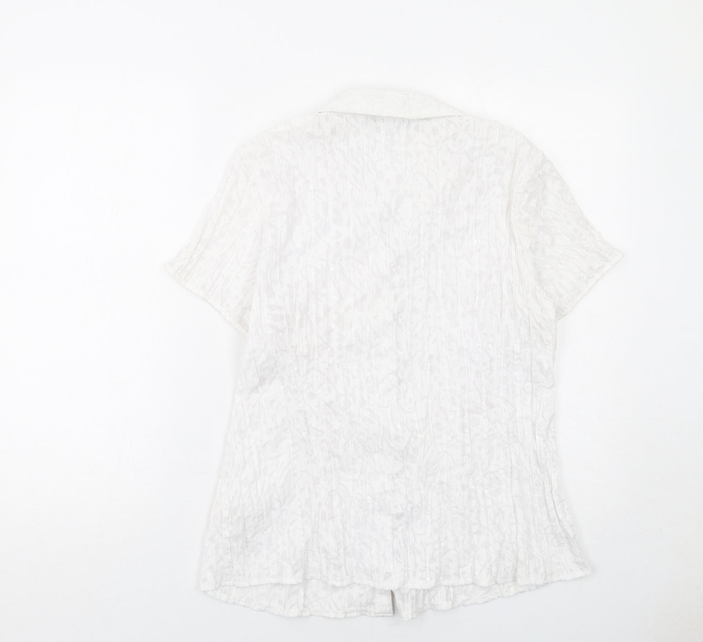 Bonmarché Womens White Polyester Basic Button-Up Size 16 Collared