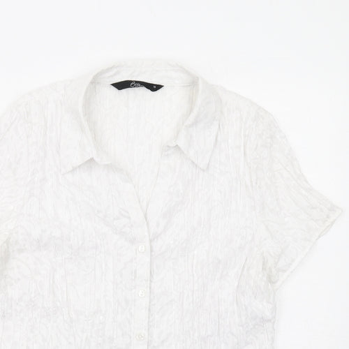Bonmarché Womens White Polyester Basic Button-Up Size 16 Collared