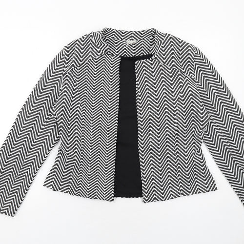 Just Joan Womens Black Geometric Jacket Size 12
