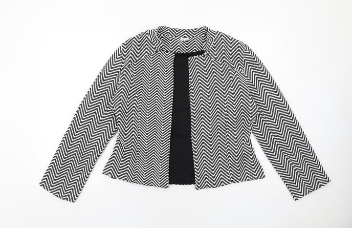 Just Joan Womens Black Geometric Jacket Size 12