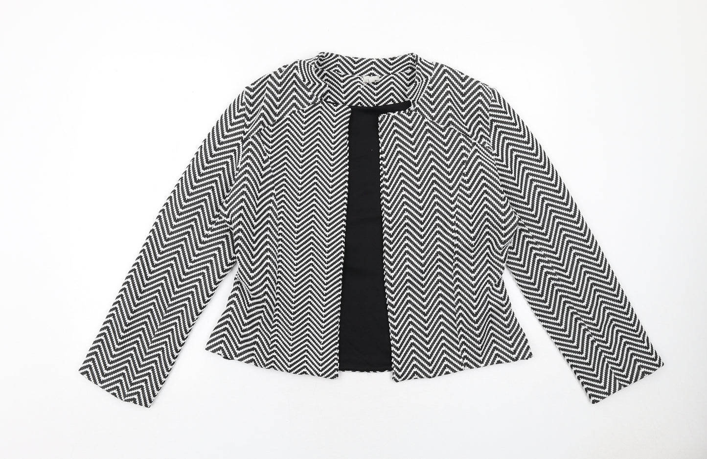 Just Joan Womens Black Geometric Jacket Size 12
