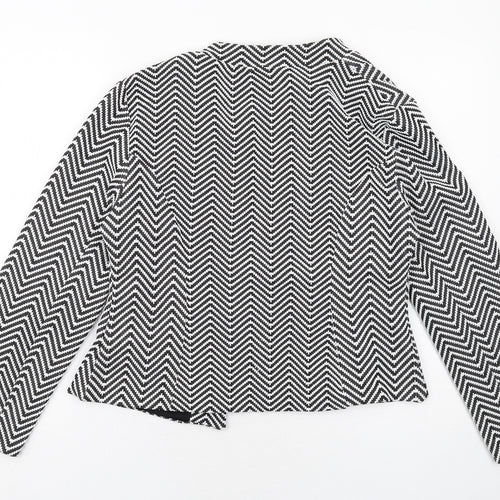 Just Joan Womens Black Geometric Jacket Size 12