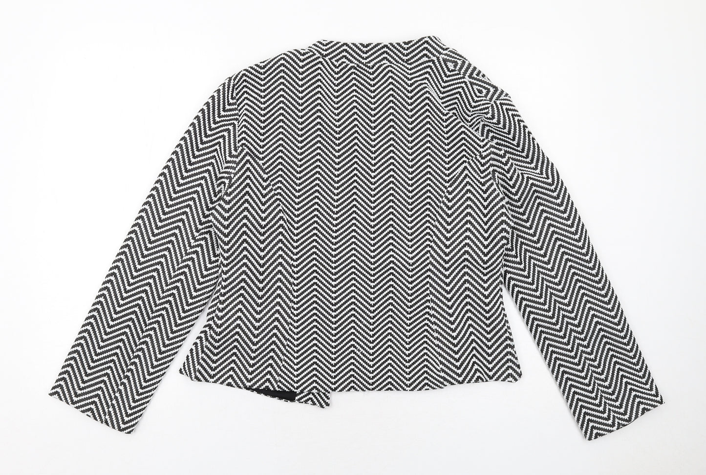 Just Joan Womens Black Geometric Jacket Size 12