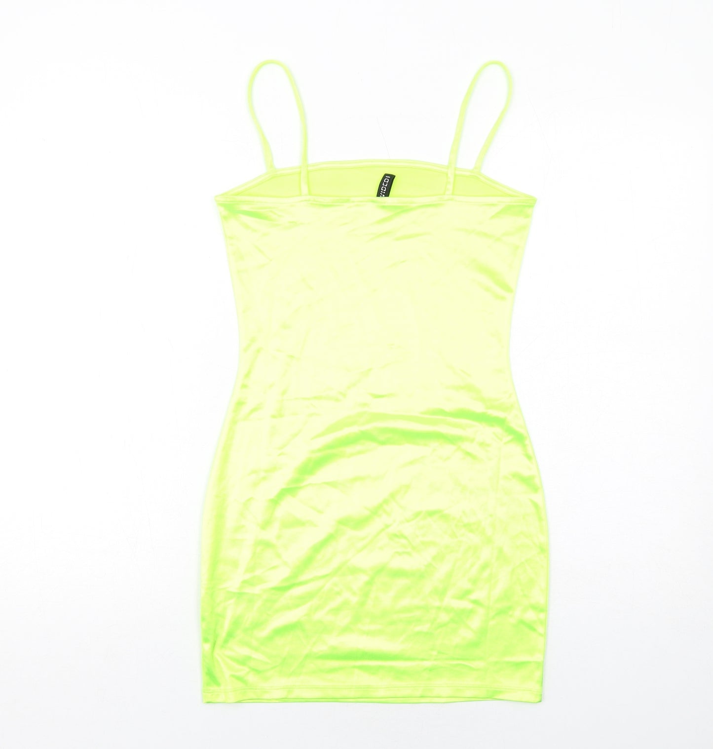 H&M Womens Yellow Polyester Slip Dress Size 10 Square Neck Pullover