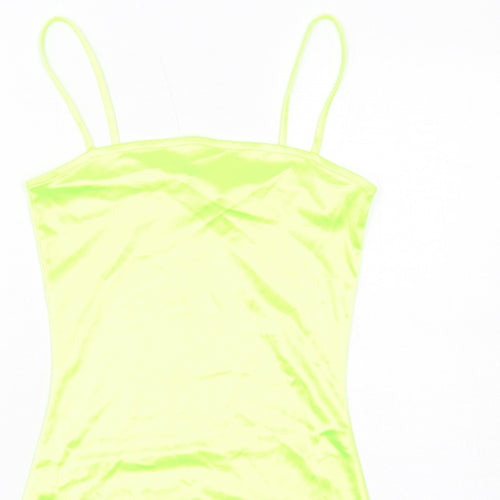 H&M Womens Yellow Polyester Slip Dress Size 10 Square Neck Pullover