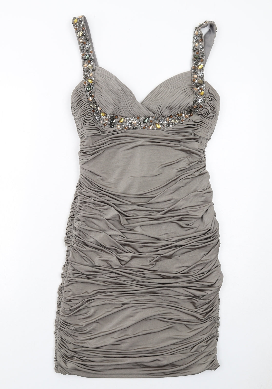 Boutique Womens Grey Polyester Bodycon Size 14 Sweetheart Zip