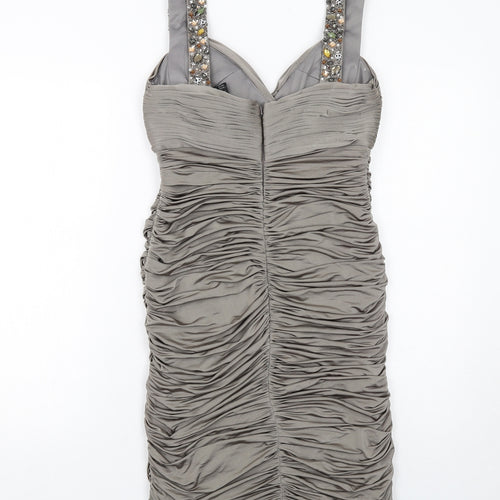 Boutique Womens Grey Polyester Bodycon Size 14 Sweetheart Zip
