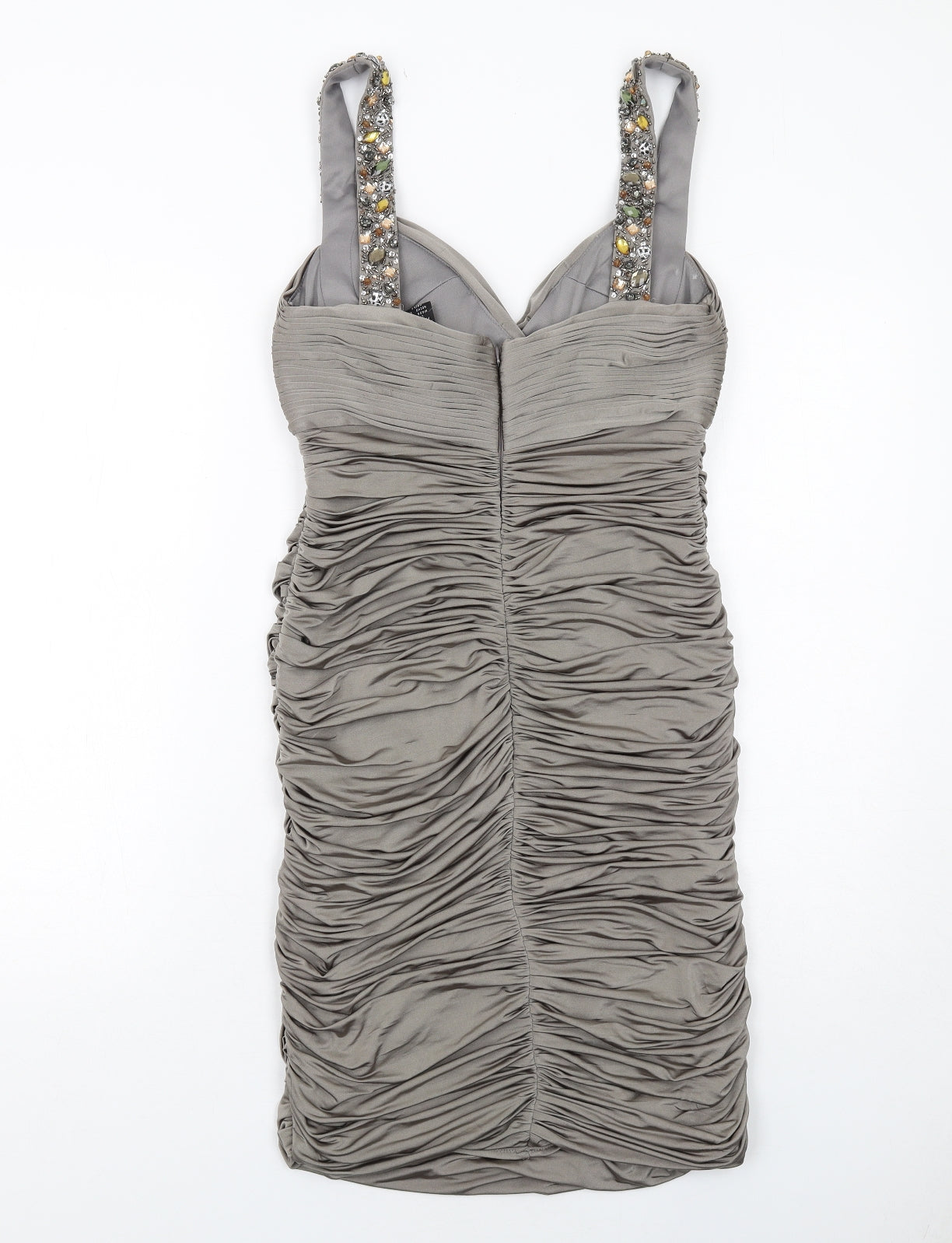 Boutique Womens Grey Polyester Bodycon Size 14 Sweetheart Zip