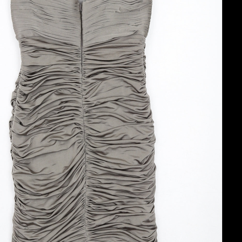 Boutique Womens Grey Polyester Bodycon Size 14 Sweetheart Zip
