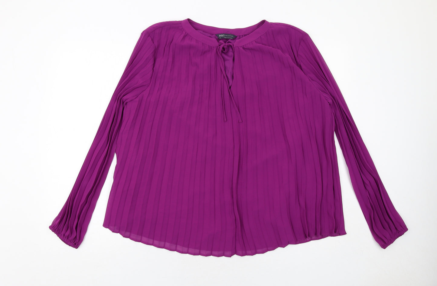 Marks and Spencer Womens Purple Polyester Basic Blouse Size 14 Boat Neck