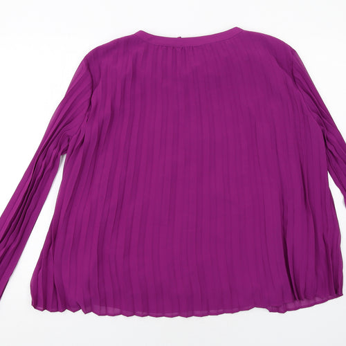 Marks and Spencer Womens Purple Polyester Basic Blouse Size 14 Boat Neck