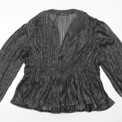 Marks and Spencer Womens Black Polyester Basic Blouse Size 20 V-Neck