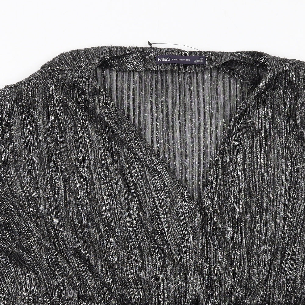 Marks and Spencer Womens Black Polyester Basic Blouse Size 20 V-Neck