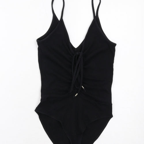 River Island Womens Black Cotton Bodysuit One-Piece Size 8 Snap
