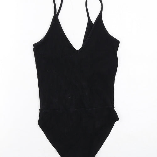 River Island Womens Black Cotton Bodysuit One-Piece Size 8 Snap