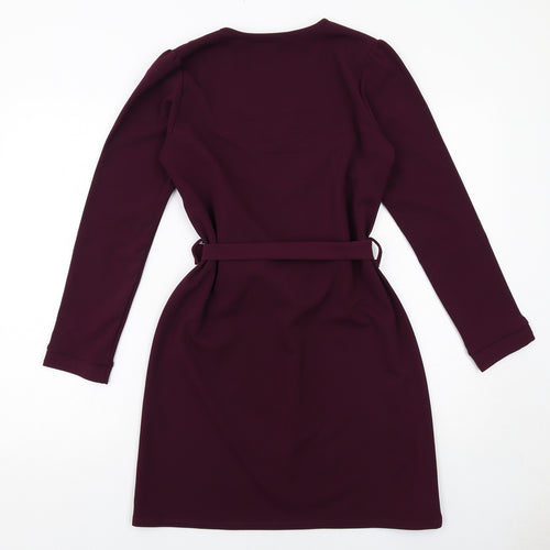 Dorothy Perkins Womens Purple Polyester A-Line Size 12 V-Neck Pullover