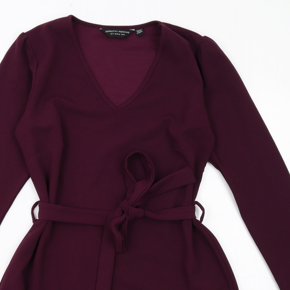 Dorothy Perkins Womens Purple Polyester A-Line Size 12 V-Neck Pullover