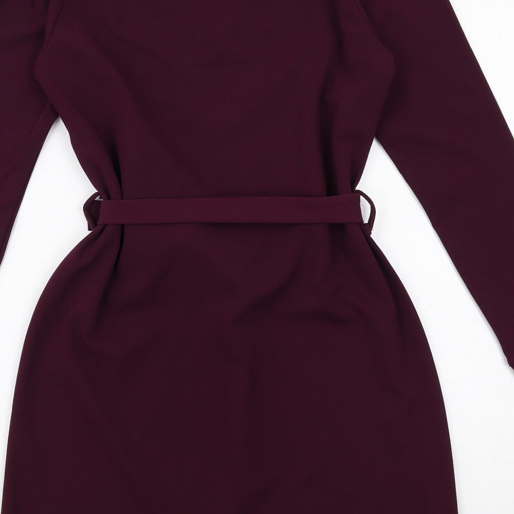 Dorothy Perkins Womens Purple Polyester A-Line Size 12 V-Neck Pullover