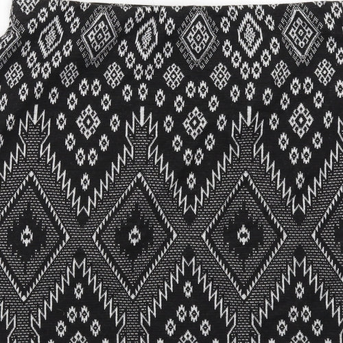 New Look Womens Black Geometric Polyester A-Line Skirt Size 10