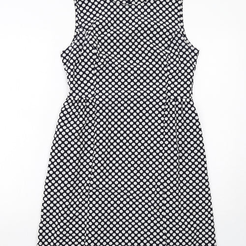 Gap Womens Blue Polka Dot Polyester Shift Size 10 Round Neck Zip
