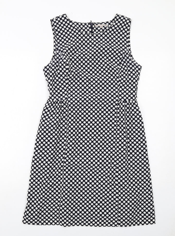 Gap Womens Blue Polka Dot Polyester Shift Size 10 Round Neck Zip