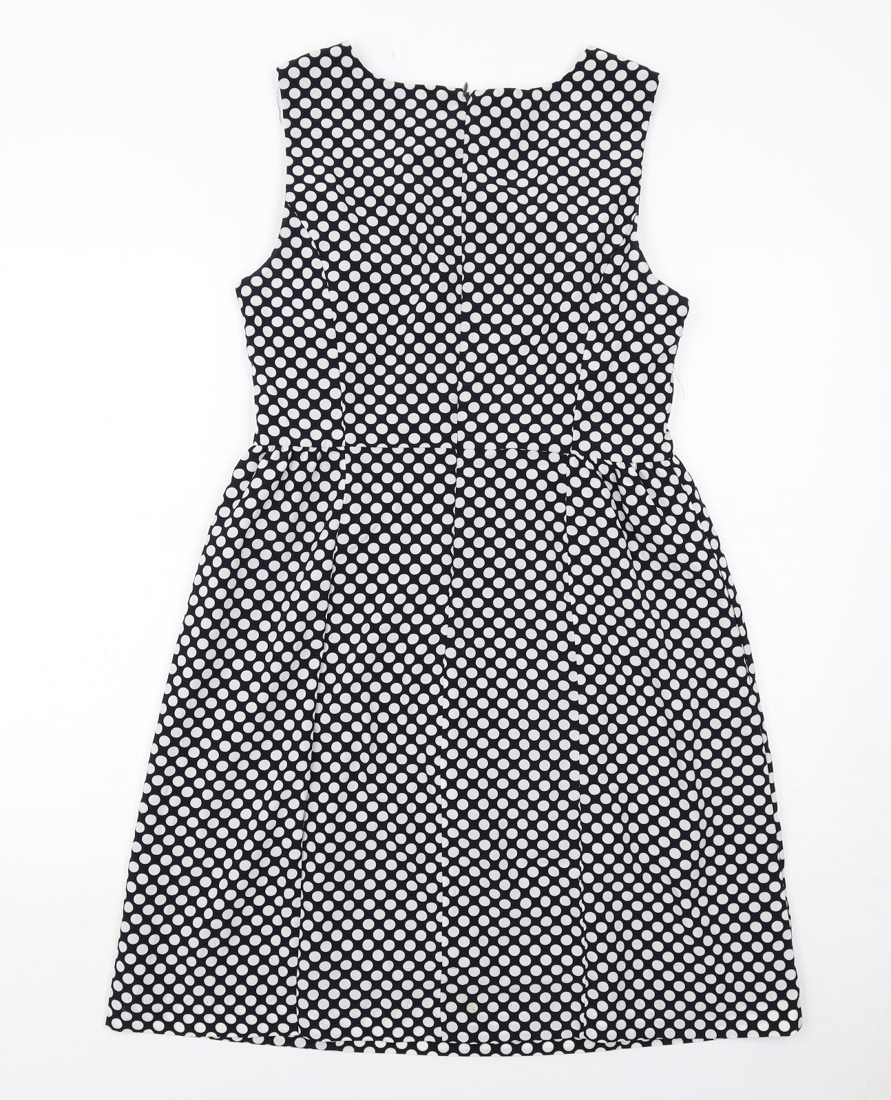 Gap Womens Blue Polka Dot Polyester Shift Size 10 Round Neck Zip