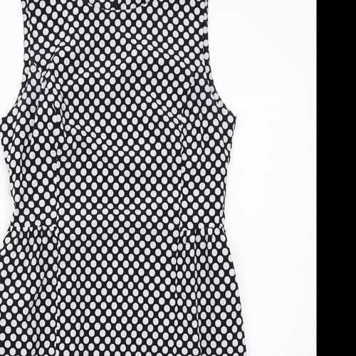 Gap Womens Blue Polka Dot Polyester Shift Size 10 Round Neck Zip
