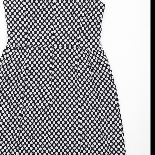 Gap Womens Blue Polka Dot Polyester Shift Size 10 Round Neck Zip