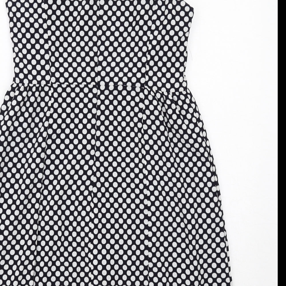 Gap Womens Blue Polka Dot Polyester Shift Size 10 Round Neck Zip