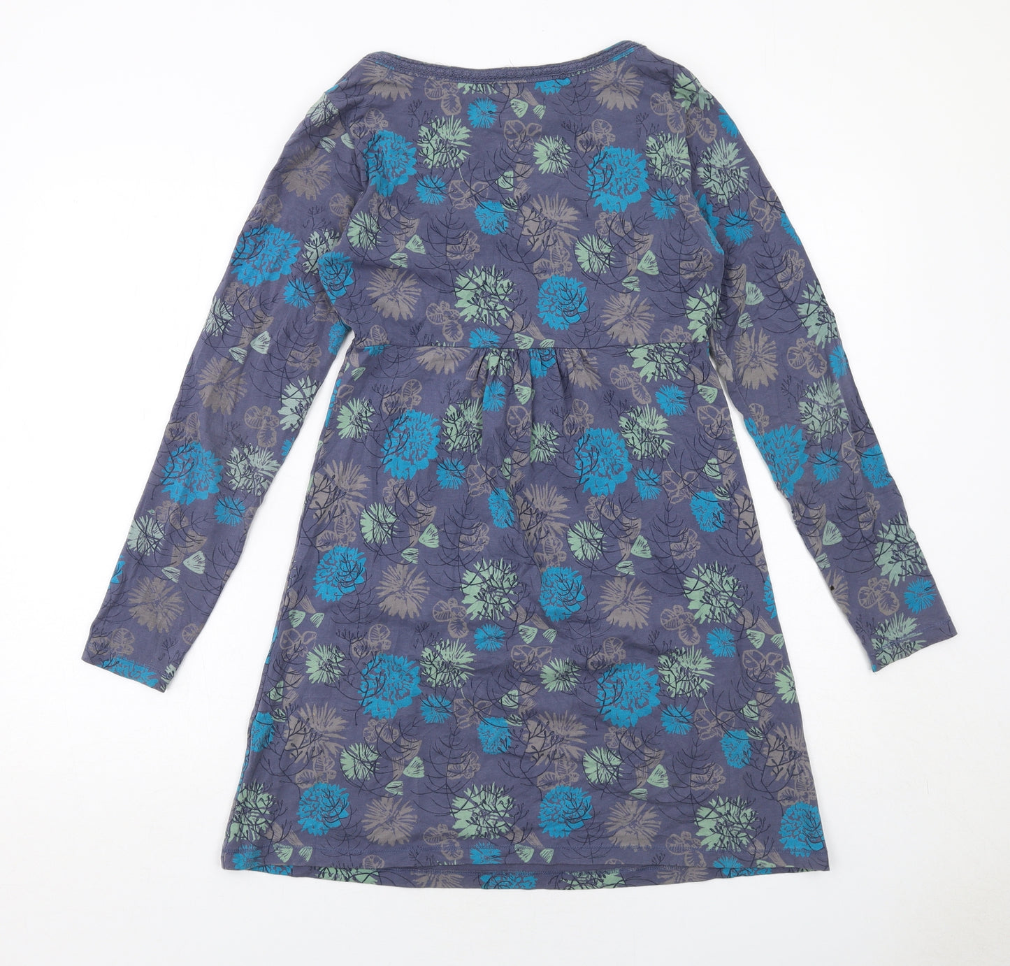 Mudd & Water Womens Purple Floral Viscose A-Line Size 8 Round Neck Pullover