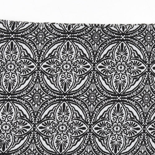Marks and Spencer Womens Black Geometric Polyester A-Line Skirt Size 12