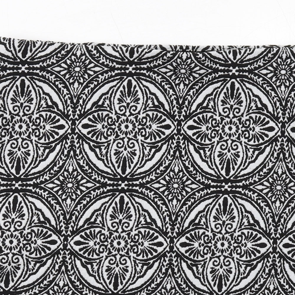 Marks and Spencer Womens Black Geometric Polyester A-Line Skirt Size 12