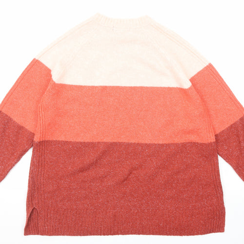 Marks and Spencer Womens Multicoloured Round Neck Striped Acrylic Pullover Jumper Size L