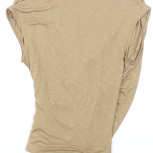 Marks and Spencer Womens Beige Modal Basic Tank Size 12 V-Neck