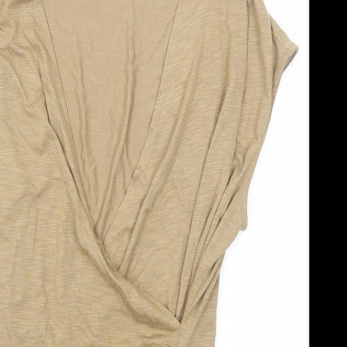 Marks and Spencer Womens Beige Modal Basic Tank Size 12 V-Neck