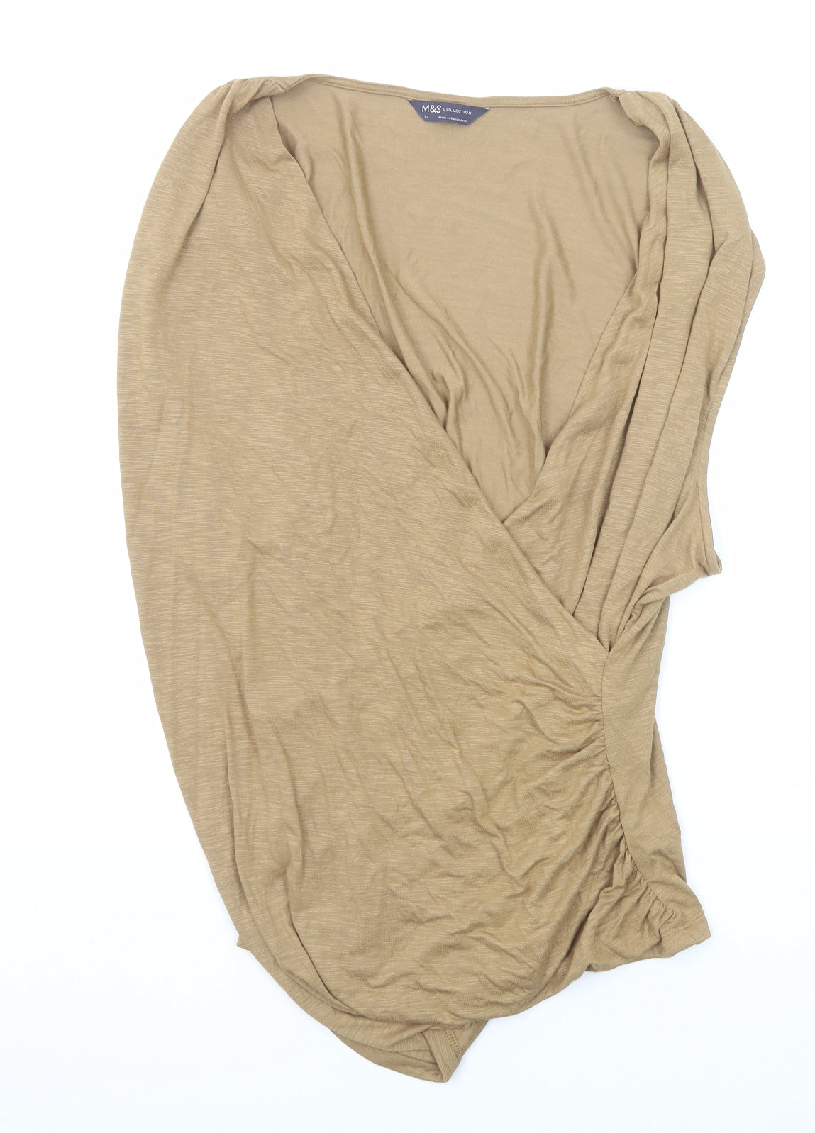 Marks and Spencer Womens Beige Modal Basic Tank Size 24 V-Neck