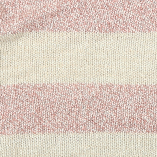Marks and Spencer Womens Beige Round Neck Striped Acrylic Pullover Jumper Size 12