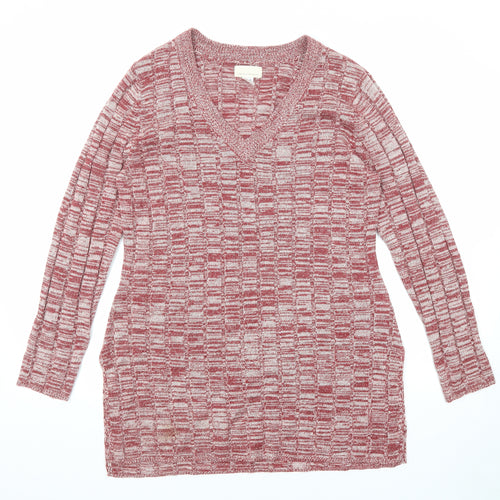 Canyon River Blues Womens Red V-Neck Acrylic Pullover Jumper Size L