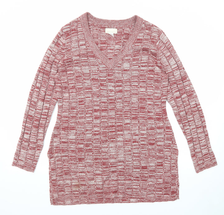 Canyon River Blues Womens Red V-Neck Acrylic Pullover Jumper Size L