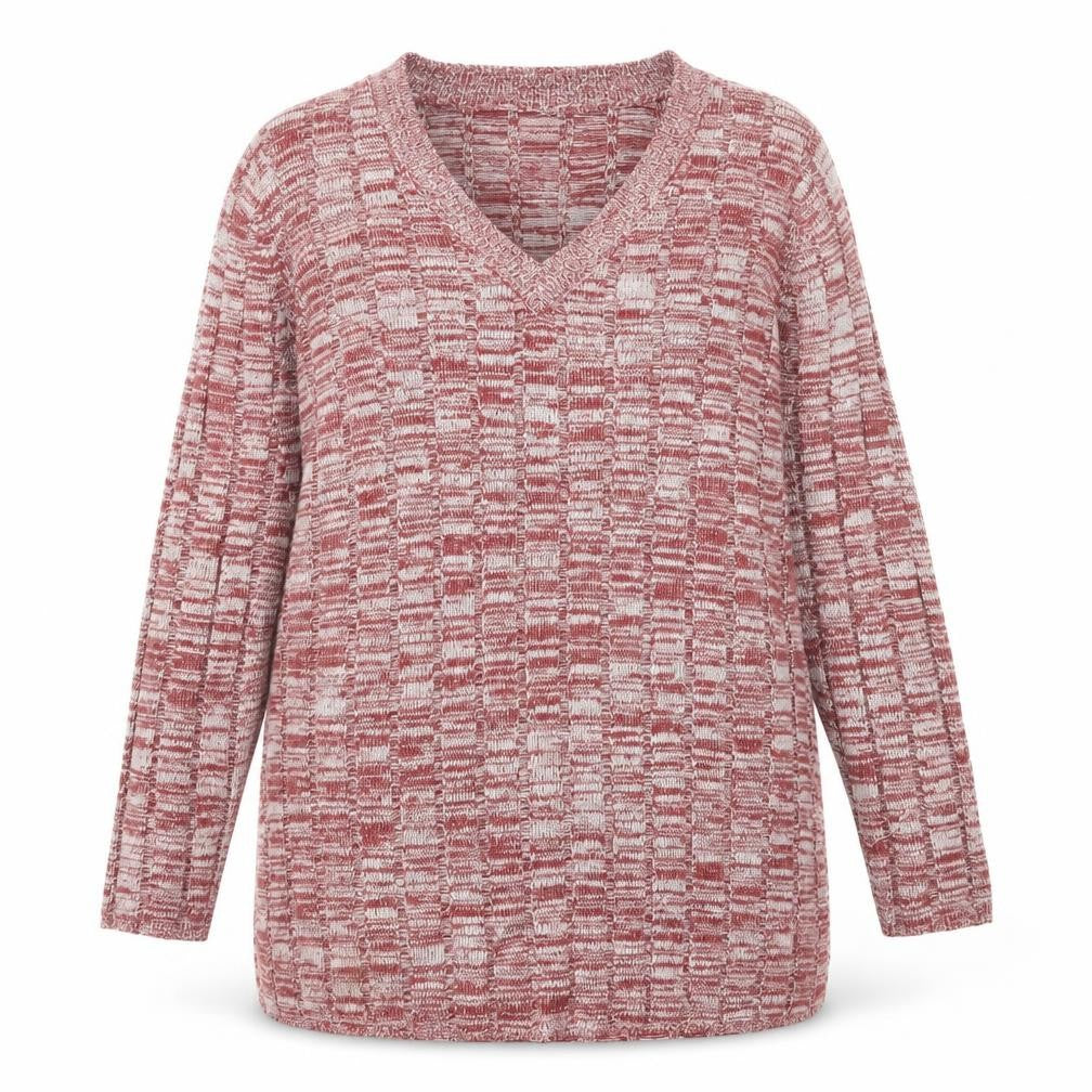 Front view of Canyon River Blues women’s red v-neck acrylic jumper, size L