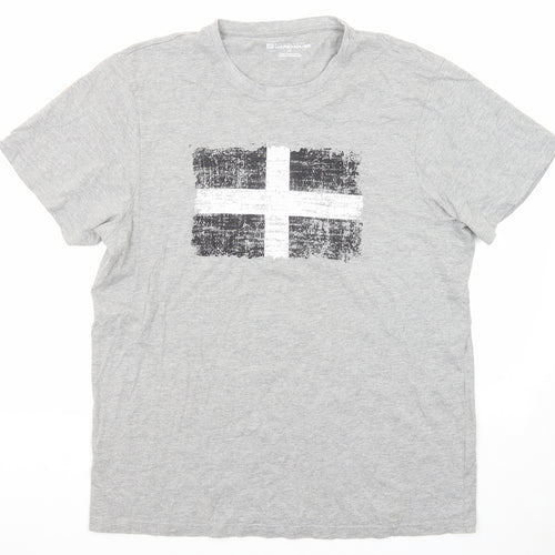 Mountain Warehouse Mens Grey Cotton T-Shirt Size L Round Neck