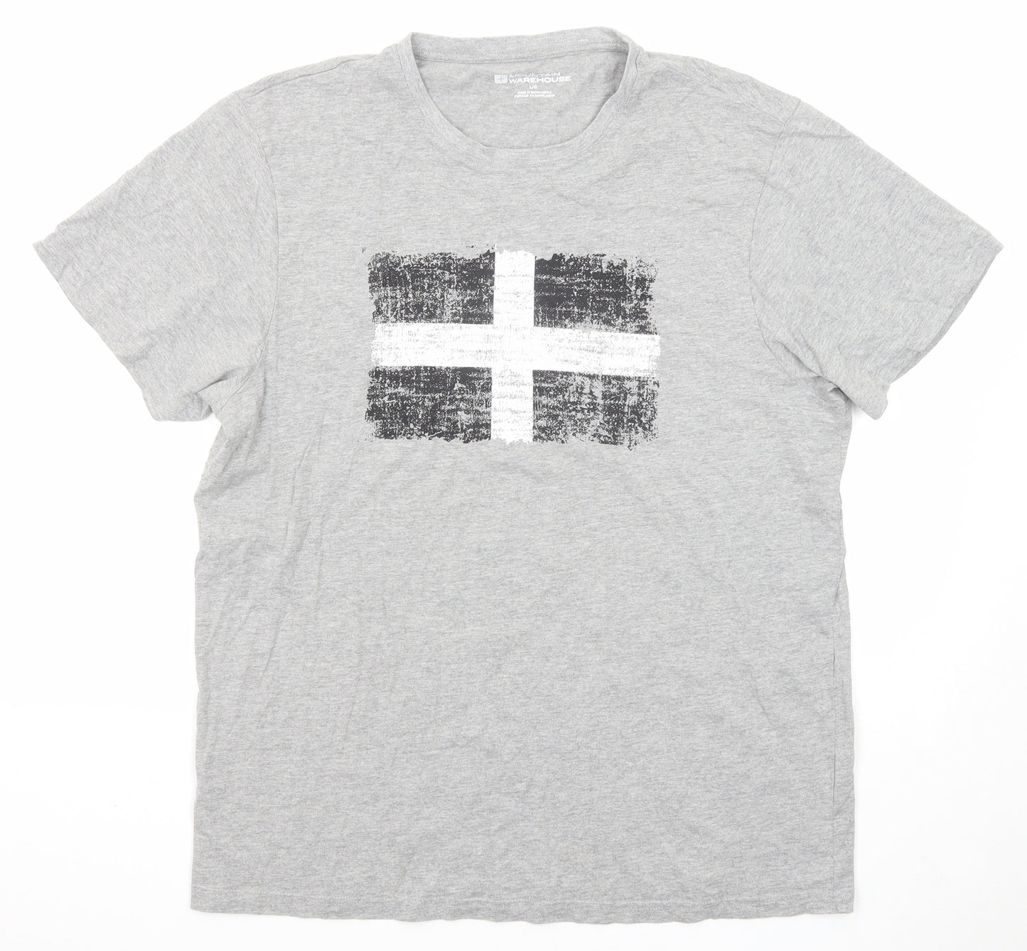 Mountain Warehouse Mens Grey Cotton T-Shirt Size L Round Neck