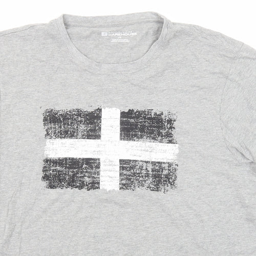 Mountain Warehouse Mens Grey Cotton T-Shirt Size L Round Neck